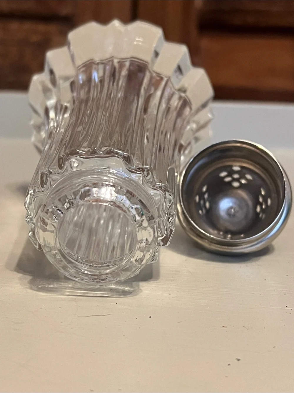Large Clear Glass and Silver-Top Sugar Shaker - Home Dining Serveware